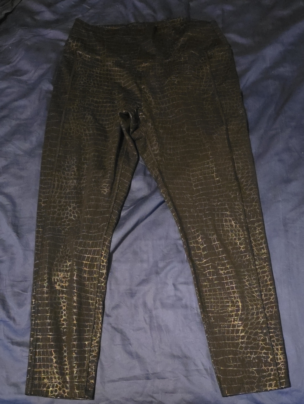 PINK SPORT Black Metallic Croc-Print Leggings - Women